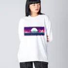 いちぼ君のお店のICHIBO-SynthWave Big Long Sleeve T-Shirt