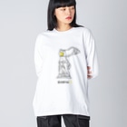 TM-3 Designの彫刻 × BEER（サモトラケのニケ）黒線画 Big Long Sleeve T-Shirt
