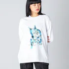 made blueのWatercolor wolf Big Long Sleeve T-Shirt