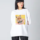 みるきち【ペットイラストアーティスト】の手乗りハムスター① ビッグシルエットロングスリーブTシャツ