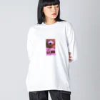 hsyのくまのパーティー ピンク ビッグシルエットロングスリーブTシャツ