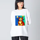 withCatsのモフらないとヒゲが燃える猫 ビッグシルエットロングスリーブTシャツ