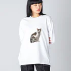 nekousagi*∩..∩のトラミ兄ちゃん自画像？ピンク【nekousagi*∩..∩ロゴ入り】 ビッグシルエットロングスリーブTシャツ