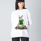 犬グッズの店しえるぶるーのマフラーを着けたフレンチブルドッグ　クリーム Big Long Sleeve T-Shirt