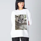 ねこの森でお散歩のフッワフワのシャムミックス ビッグシルエットロングスリーブTシャツ