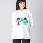 Tako＆Negi SUZURI支店のパンダ宮司とパンダ巫女淡色 Big Long Sleeve T-Shirt