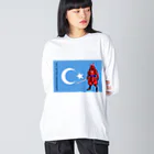 「楽がき工房」１号店　rakugakikoubou のSave Uyghur セーブ　ウイグル1.0.0 ビッグシルエットロングスリーブTシャツ