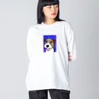 虹色PLUSの夜空を見上げて　ジャックラッセルテリア犬 ビッグシルエットロングスリーブTシャツ