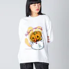 Le souffle blanc@SUZURIのしゅねまんハロウィンコスプレ ジャック・オーランタン ビッグシルエットロングスリーブTシャツ