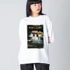 USAGI graf.の夜の道路 ビッグシルエットロングスリーブTシャツ