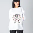 るなほしミュージアムの軍手さんTシャツロンTWHITE ビッグシルエットロングスリーブTシャツ