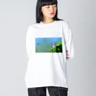 BLUE-SKYの　仲良しカモのおやこ ビッグシルエットロングスリーブTシャツ