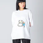 みにゆん　ねこのA lovely white cat who likes ice cream. Big Long Sleeve T-Shirt