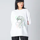 greetenの馬　カラフルラインアート　 ビッグシルエットロングスリーブTシャツ