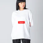 サウナショップ　【ととのい親分】の【BOXロゴ】サウナBOXロゴ　アイテム ビッグシルエットロングスリーブTシャツ