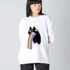 Piumium.の虹嘔吐猫🌈🐈‍⬛ ビッグシルエットロングスリーブTシャツ