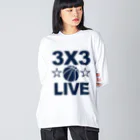 sports_tower スポーツタワーの3x3・スリーエックススリー・3人制バスケ・Tシャツ・アイテム・グッズ・ストリートバスケ・バスケットボール・スピーディーなバスケ・1試合10分間の21点ノックアウト・スポーツ・有望 ビッグシルエットロングスリーブTシャツ