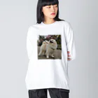 ポメラニアンのむめもの梅咲くポメラニアンむめも Big Long Sleeve T-Shirt