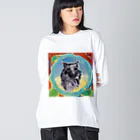 Yossy's Item Factoryの絵画風の犬 ビッグシルエットロングスリーブTシャツ