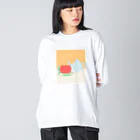 日々花々のチューリップ×ティーカップ Big Long Sleeve T-Shirt