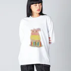 KidsArtの【子どもの絵】バースデーケーキ ビッグシルエットロングスリーブTシャツ