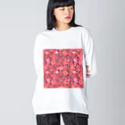 Katie（カチエ）のエキゾチックな花柄（ピンク／小） Big Long Sleeve T-Shirt