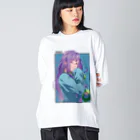 CHICHIZŌのMAOちゃん(寝起き) ビッグシルエットロングスリーブTシャツ