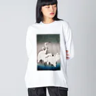 MUGEN ARTの小原古邨　雪中群鷺（白鷺の群れ）日本のアートTシャツ＆グッズ Big Long Sleeve T-Shirt