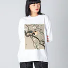 MUGEN ARTの小原古邨　桜の枝に四十雀 Ohara Koson 日本のアートTシャツ＆グッズ ビッグシルエットロングスリーブTシャツ