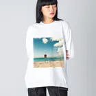 citron_citronの海、砂浜、空 ビッグシルエットロングスリーブTシャツ