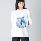 dolphineの可愛いイルカ ビッグシルエットロングスリーブTシャツ