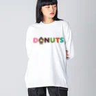 Drecome_Designのドーナッツ ロゴ x キャラメルウォールナッツ Big Long Sleeve T-Shirt