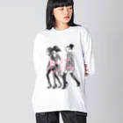 イラストレーターこたけゆか 公式オリジナルグッズのHEY LADIES!  Big Long Sleeve T-Shirt