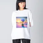 yukimiriumの雪原の雪花 ビッグシルエットロングスリーブTシャツ