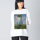 世界美術商店の散歩、日傘をさす女性 / Woman with a Parasol - Madame Monet and Her Son ビッグシルエットロングスリーブTシャツ