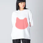 ichinoshopのさくら猫シルエット/ピンク ビッグシルエットロングスリーブTシャツ