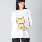 保護ねこカフェ もりねこのえびぞう ビッグシルエットロングスリーブTシャツ