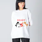 ToFu Creative Studioの猫の戦い ビッグシルエットロングスリーブTシャツ