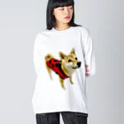 柴犬おかゆのグッズ販売店のてんとうむし　おかゆ ビッグシルエットロングスリーブTシャツ