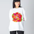 onehappinessのピンシャー　hibiscus　花言葉　onehappiness ビッグシルエットロングスリーブTシャツ