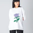 サラスシのmy ROSE パープル Big Long Sleeve T-Shirt