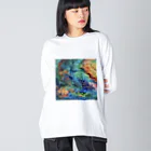 【抽象画】melty moon【フルイドアート】の恒星 Big Long Sleeve T-Shirt