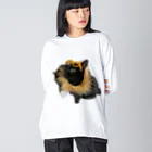 いくママ 猫との毎日のパリピイクラ ビッグシルエットロングスリーブTシャツ