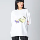 ぷにっと！パピなみ【公式】のモンシロチョウ(せいちゅう) ビッグシルエットロングスリーブTシャツ