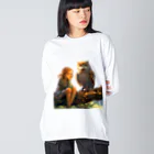 桜音ことこ企画の夢を語る少女とフクロウ Big Long Sleeve T-Shirt