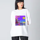 おもしろTシャツ屋さん YUTTARIの月シリーズ　② Big Long Sleeve T-Shirt