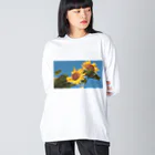 akane_art（茜音工房）の癒しの風景（ヒマワリ） ビッグシルエットロングスリーブTシャツ