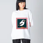 みどりの森のエレガントな鳥 ビッグシルエットロングスリーブTシャツ