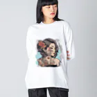 streetsnapの可愛いタトゥーだらけの女性、片面プリントTシャツ、期間限定 Big Long Sleeve T-Shirt