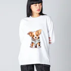 Vasetti_pressのパーカーを着ているワンちゃん Big Long Sleeve T-Shirt